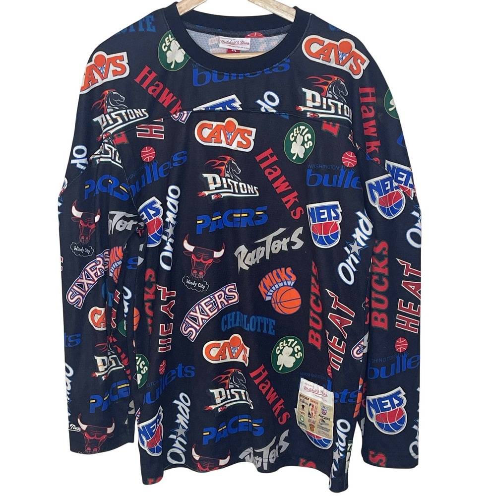Mitchell & Ness NBA Team Logos All Over Print Long Sleeve Jersey